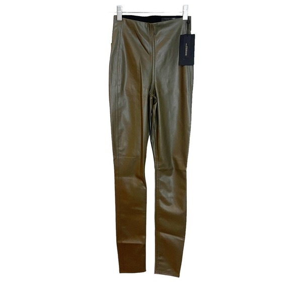New RAG & BONE Army Green Nina Faux Leather Pull On Skinny Pant Size XXS - Picture 6 of 11